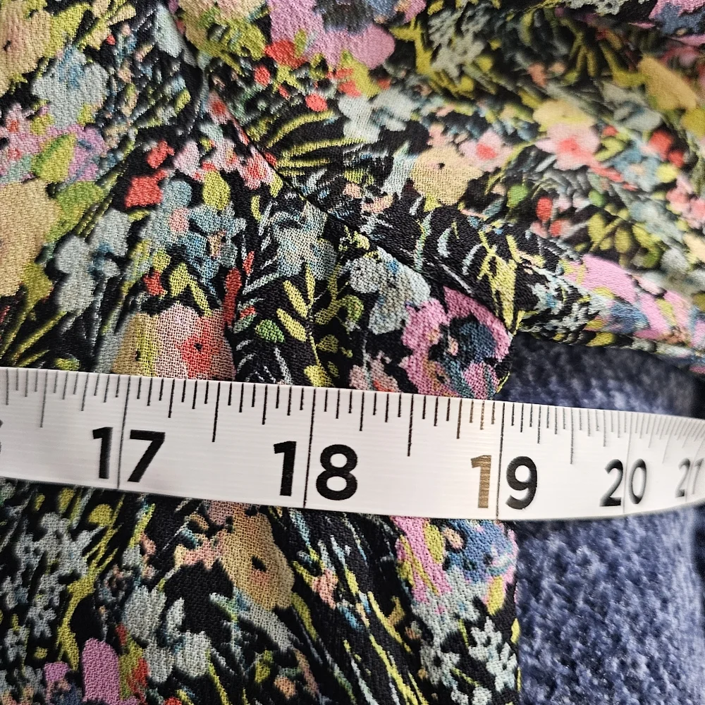 ZARA Black Flora Print long Sleeve Baby Doll Mini Dress Size Small Cottagecore - Picture 12 of 13